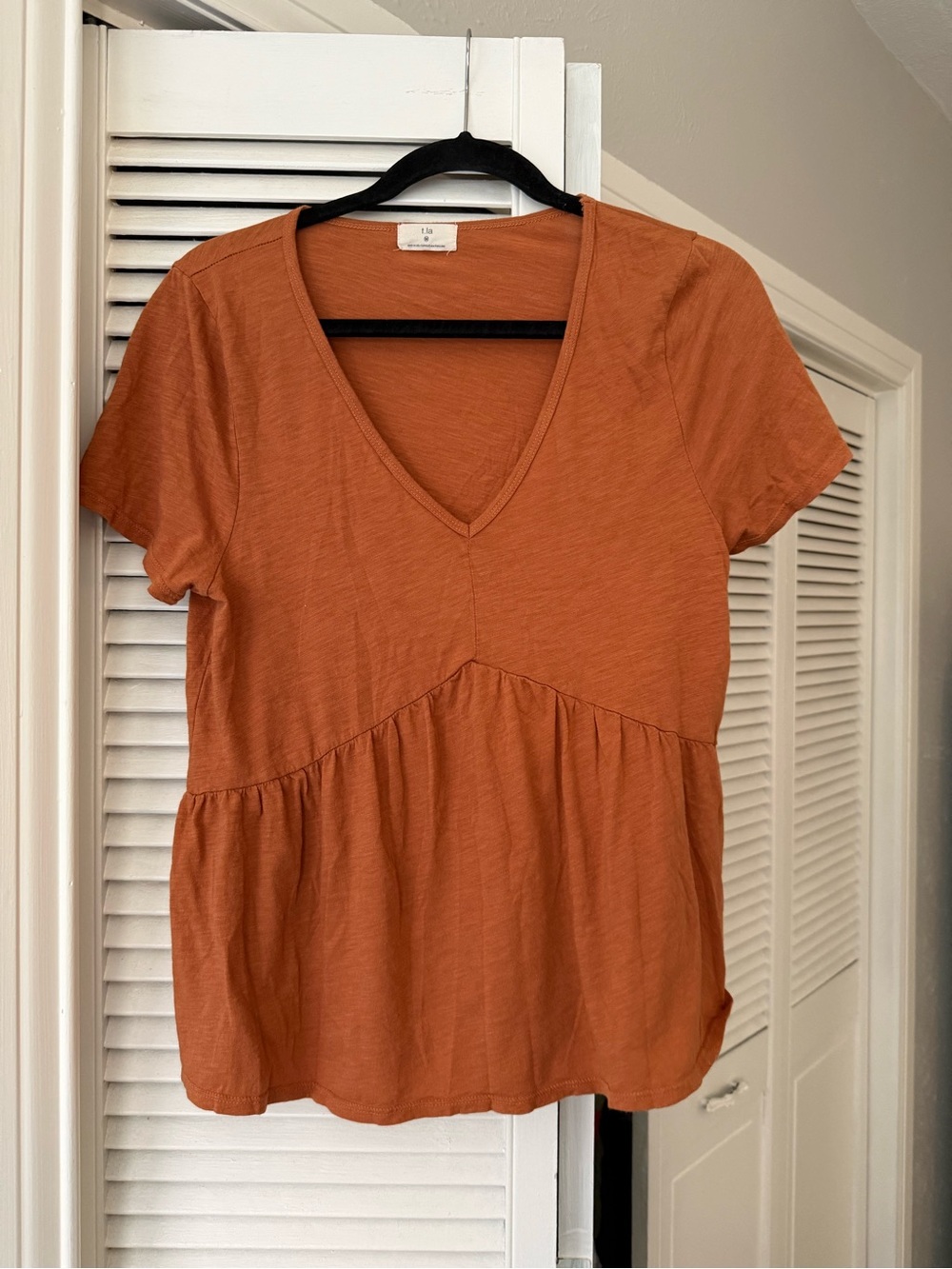 Anthropologie Rust V-Neck Peplum Tunic